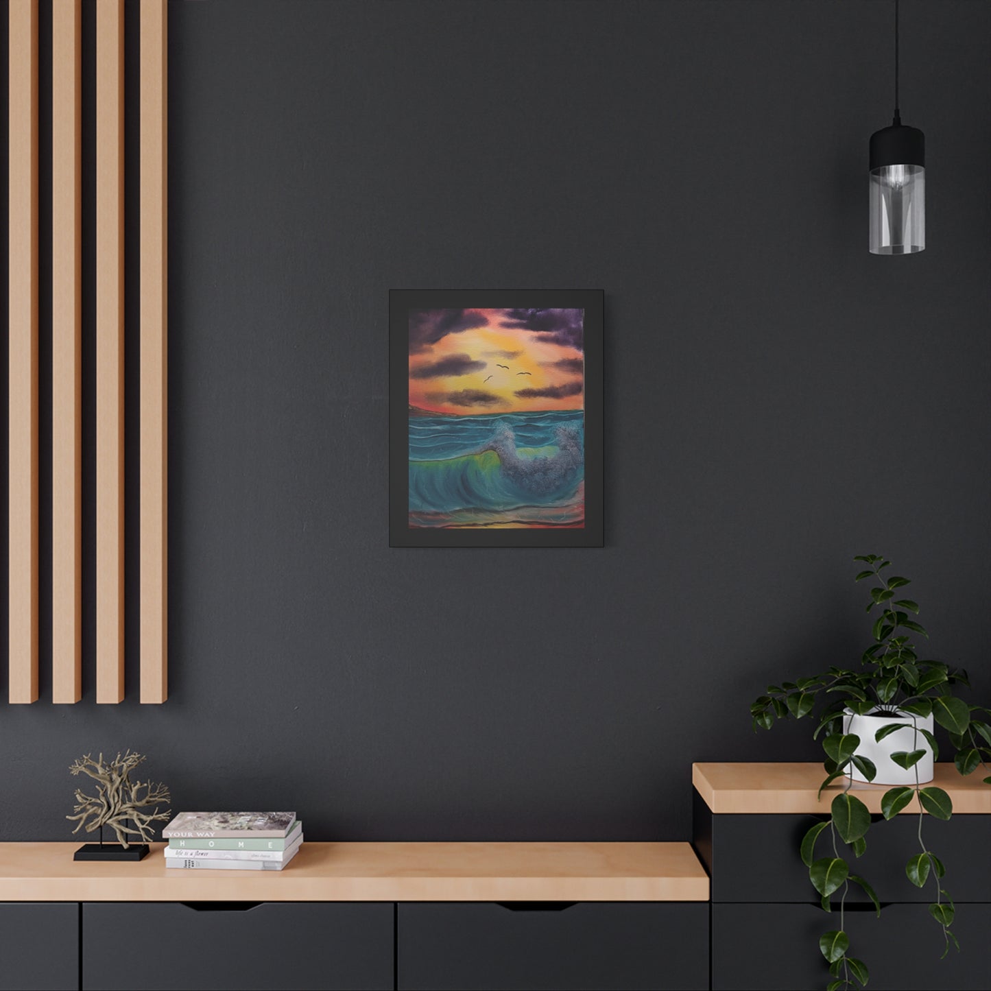 Sunset Ocean Wave Matte Canvas Wall Art — Stretched 1.25"