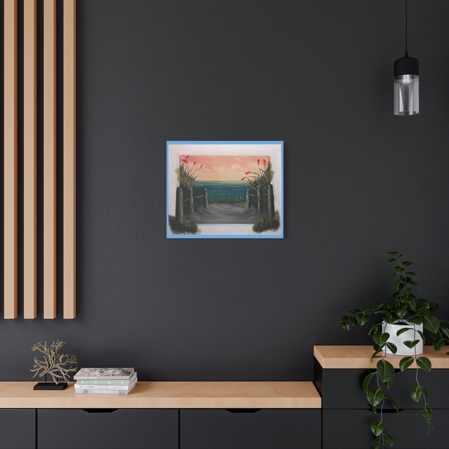 Coastal Pathway Matte Canvas Wall Art — Sunset Beach Scene, Stretched 1.25"