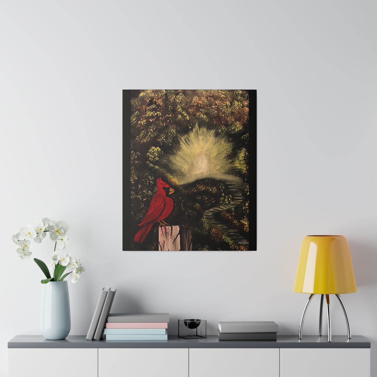 Canvas Print - Cardinal on a Post, Messengers from Loved Ones