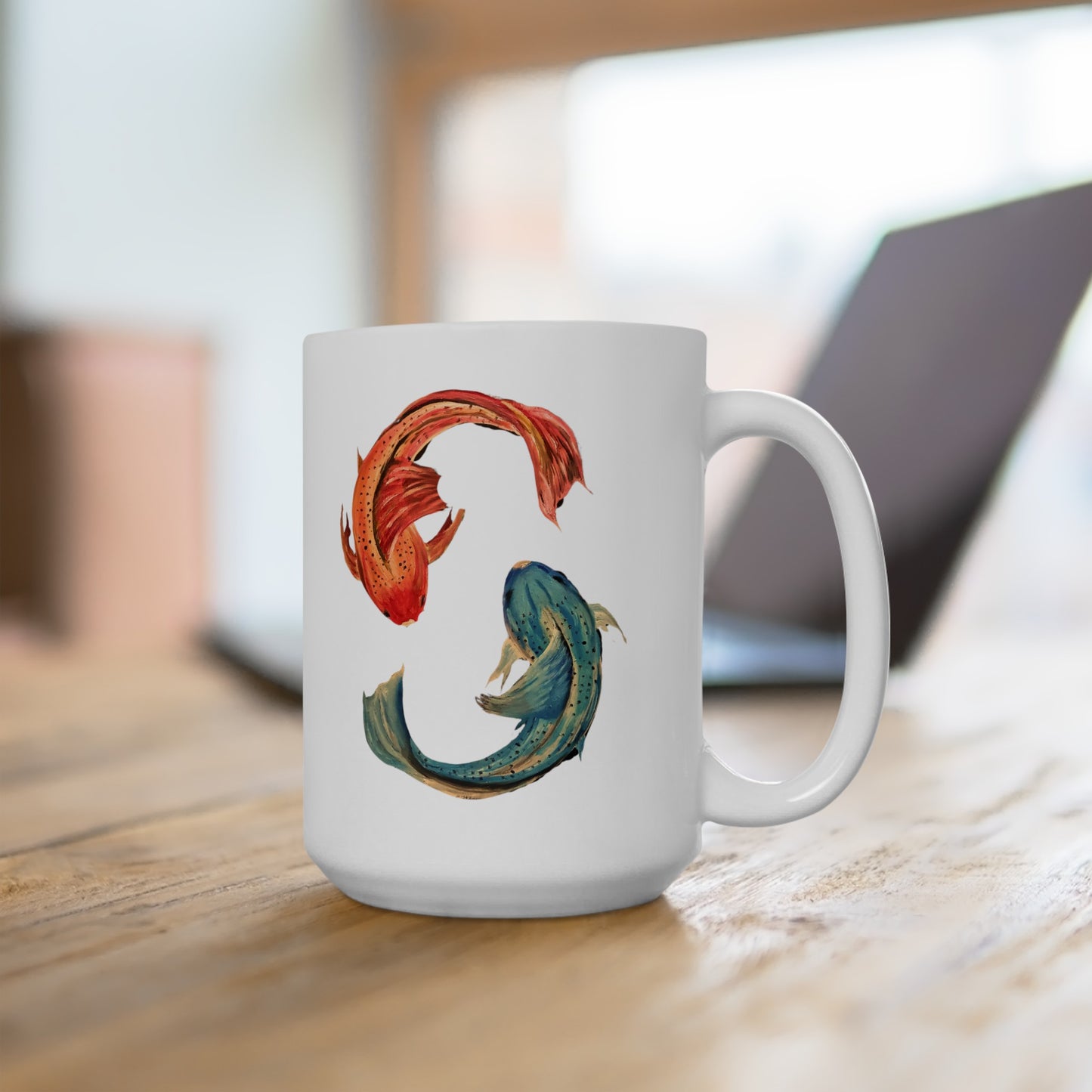 Fire & Ice Fishes Ceramic Mug, (11oz, 15oz)