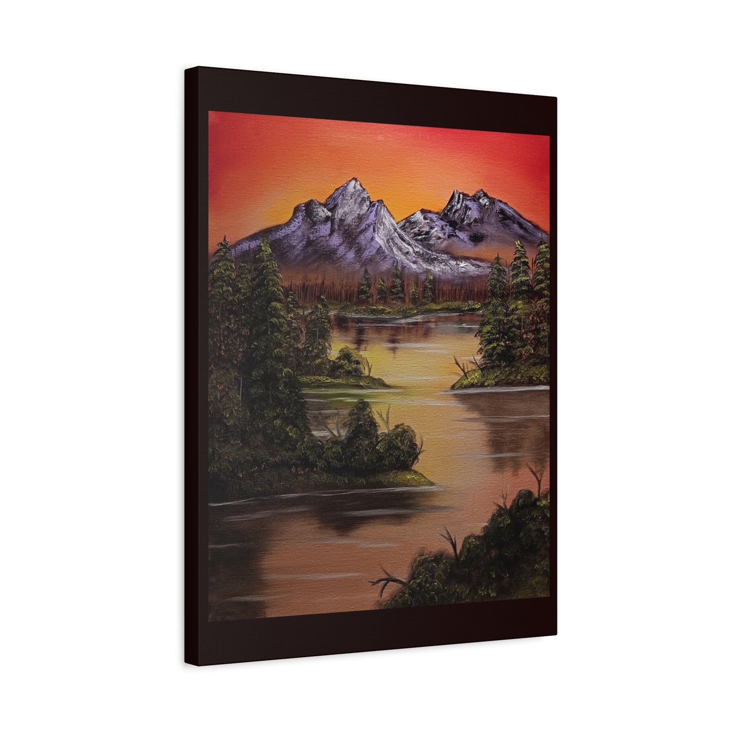 Mountain Lake Sunset Matte Canvas Wall Art (Stretched 1.25")