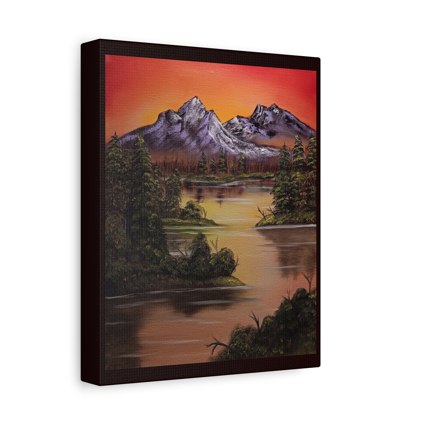 Mountain Lake Sunset Matte Canvas Wall Art (Stretched 1.25")