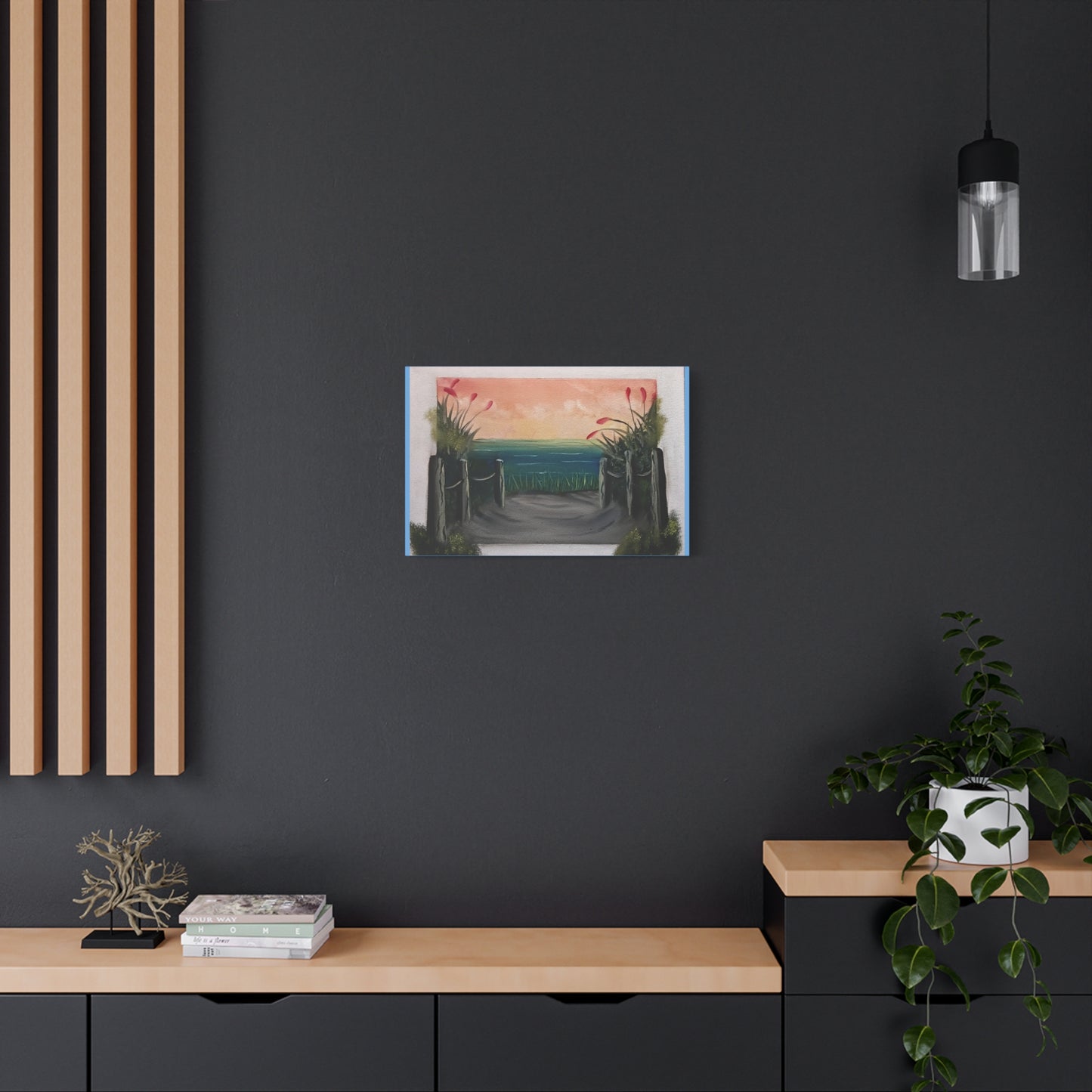 Coastal Pathway Matte Canvas Wall Art — Sunset Beach Scene, Stretched 1.25"