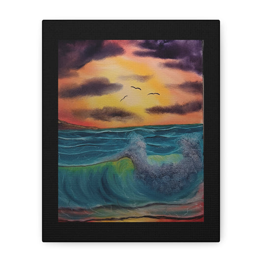 Sunset Ocean Wave Matte Canvas Wall Art — Stretched 1.25"