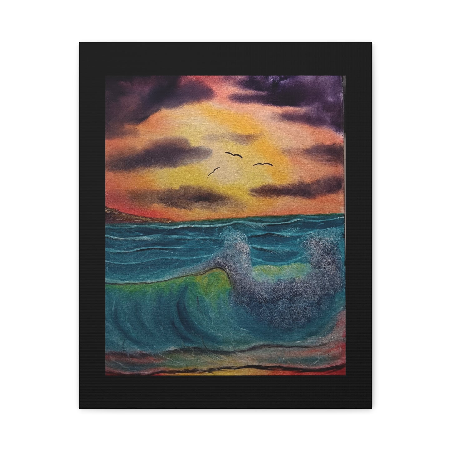 Sunset Ocean Wave Matte Canvas Wall Art — Stretched 1.25"