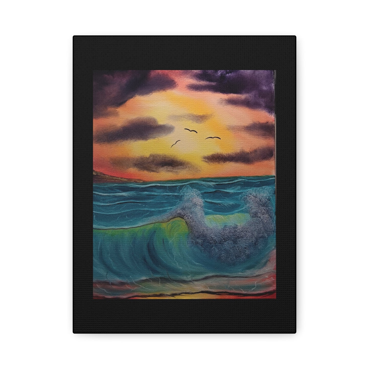 Sunset Ocean Wave Matte Canvas Wall Art — Stretched 1.25"