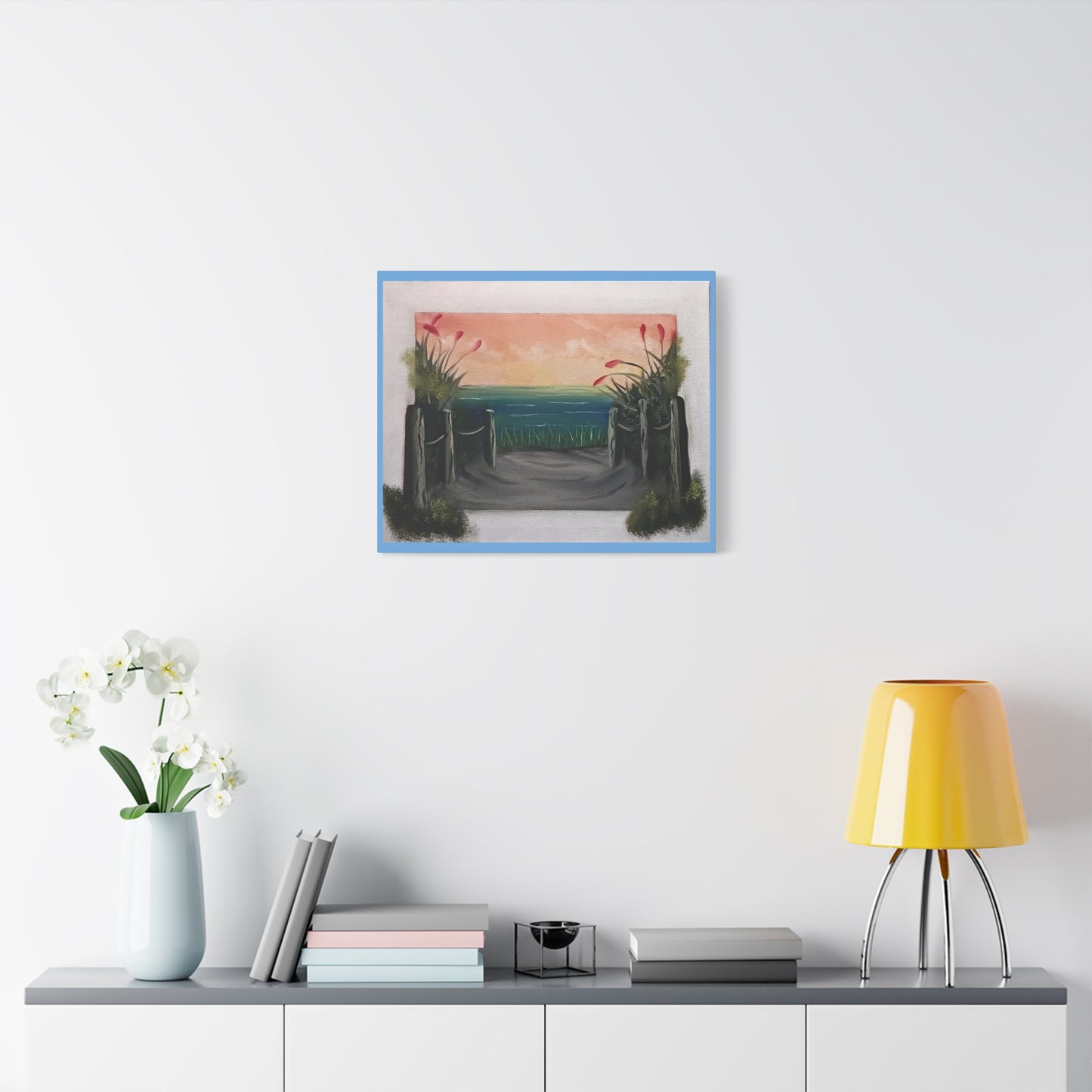 Coastal Pathway Matte Canvas Wall Art — Sunset Beach Scene, Stretched 1.25"