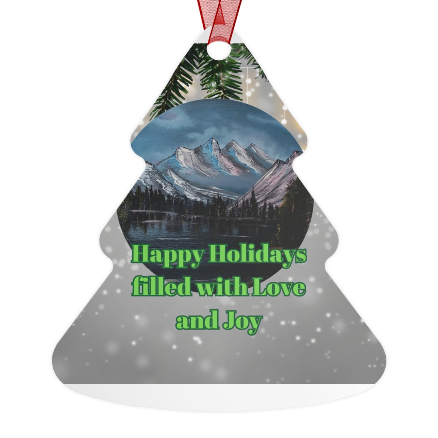 Happy Holidays filled with Love and Joy Metal Ornaments