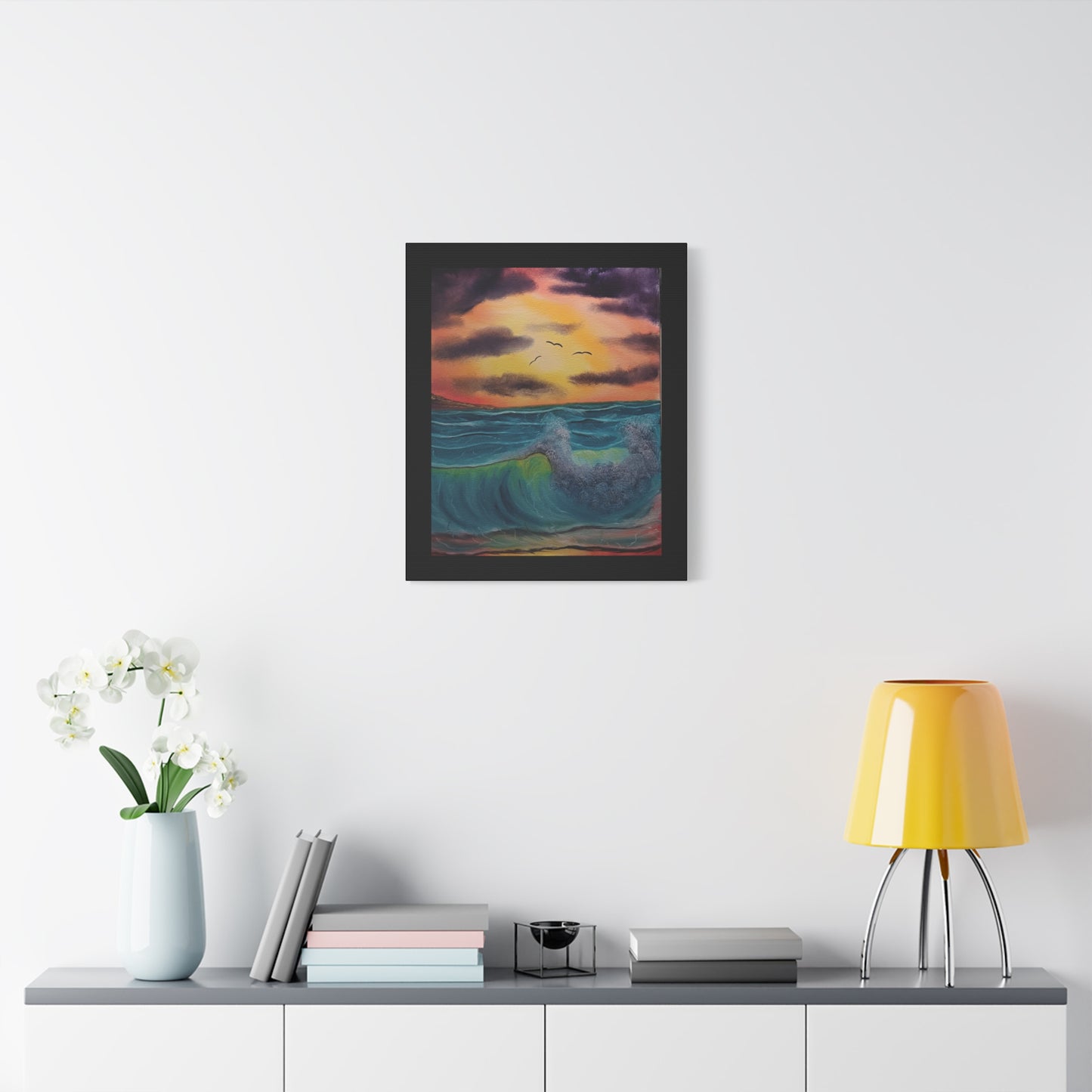Sunset Ocean Wave Matte Canvas Wall Art — Stretched 1.25"
