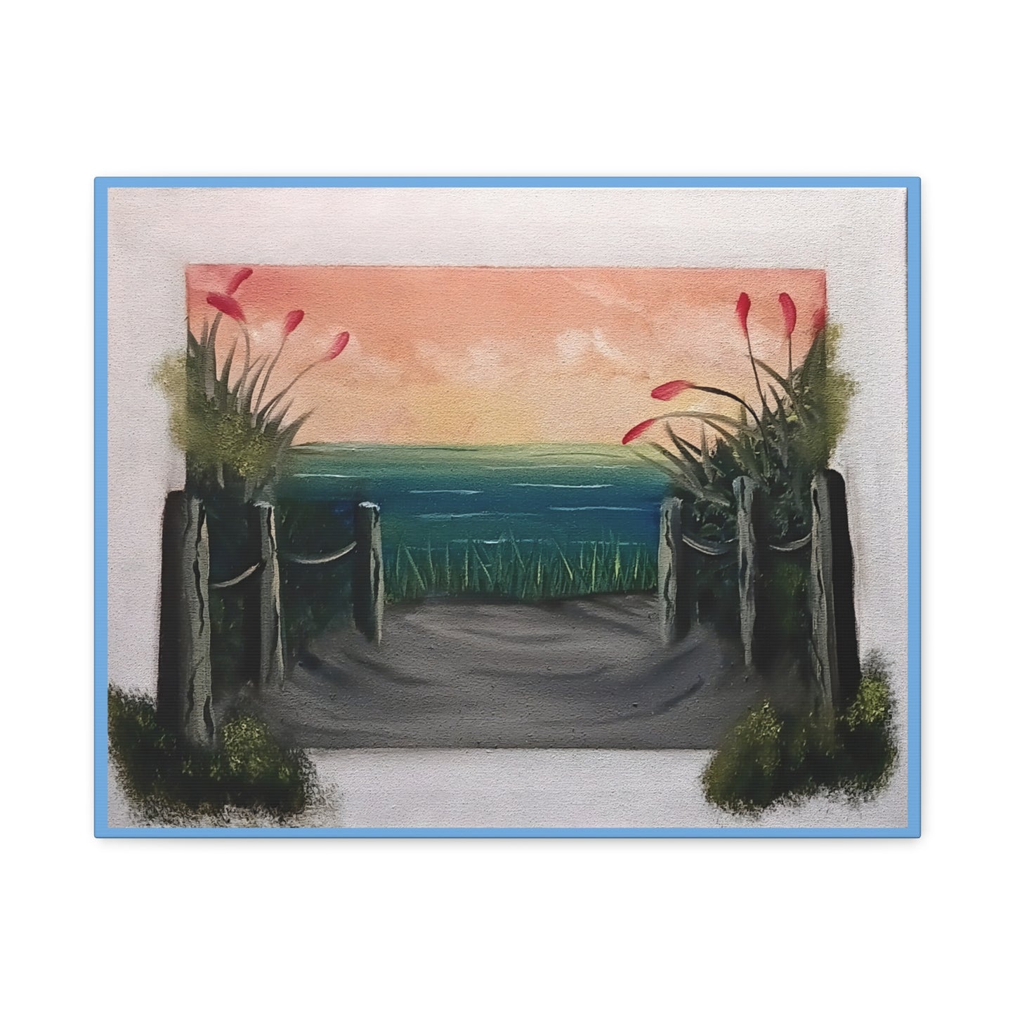 Coastal Pathway Matte Canvas Wall Art — Sunset Beach Scene, Stretched 1.25"