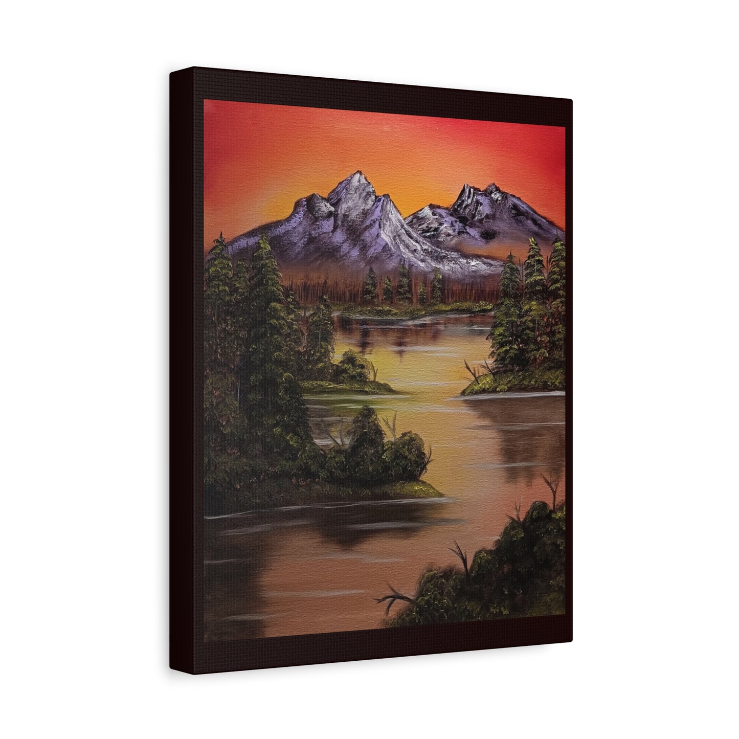Mountain Lake Sunset Matte Canvas Wall Art (Stretched 1.25")
