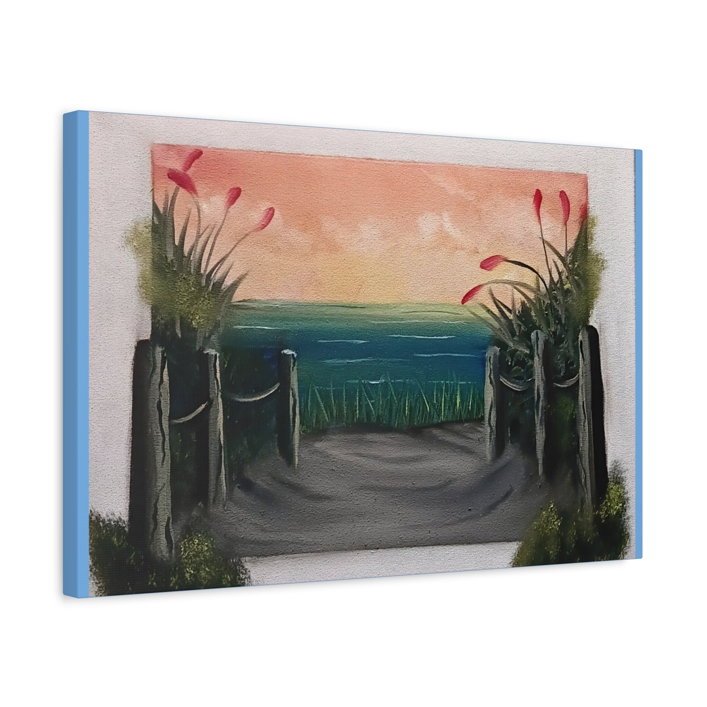 Coastal Pathway Matte Canvas Wall Art — Sunset Beach Scene, Stretched 1.25"