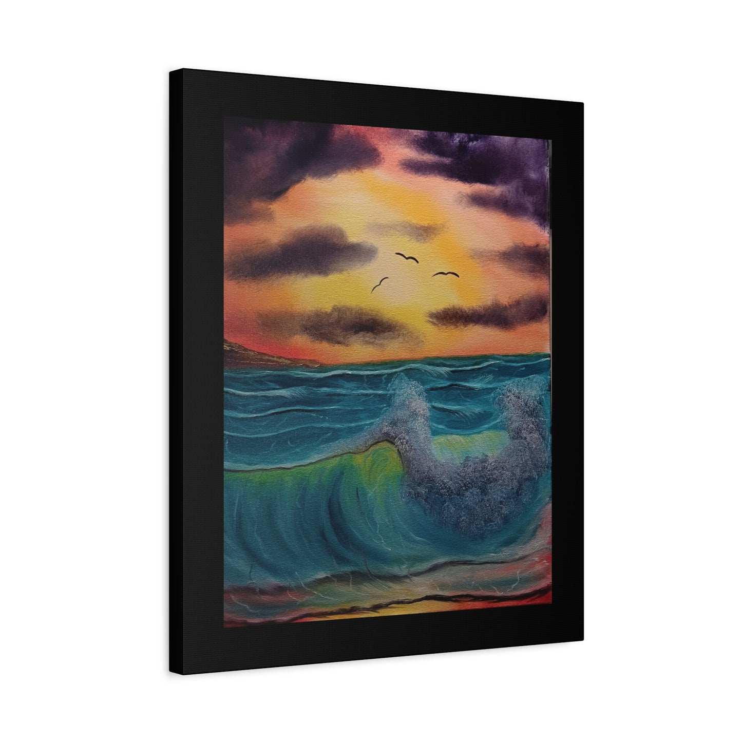 Sunset Ocean Wave Matte Canvas Wall Art — Stretched 1.25"