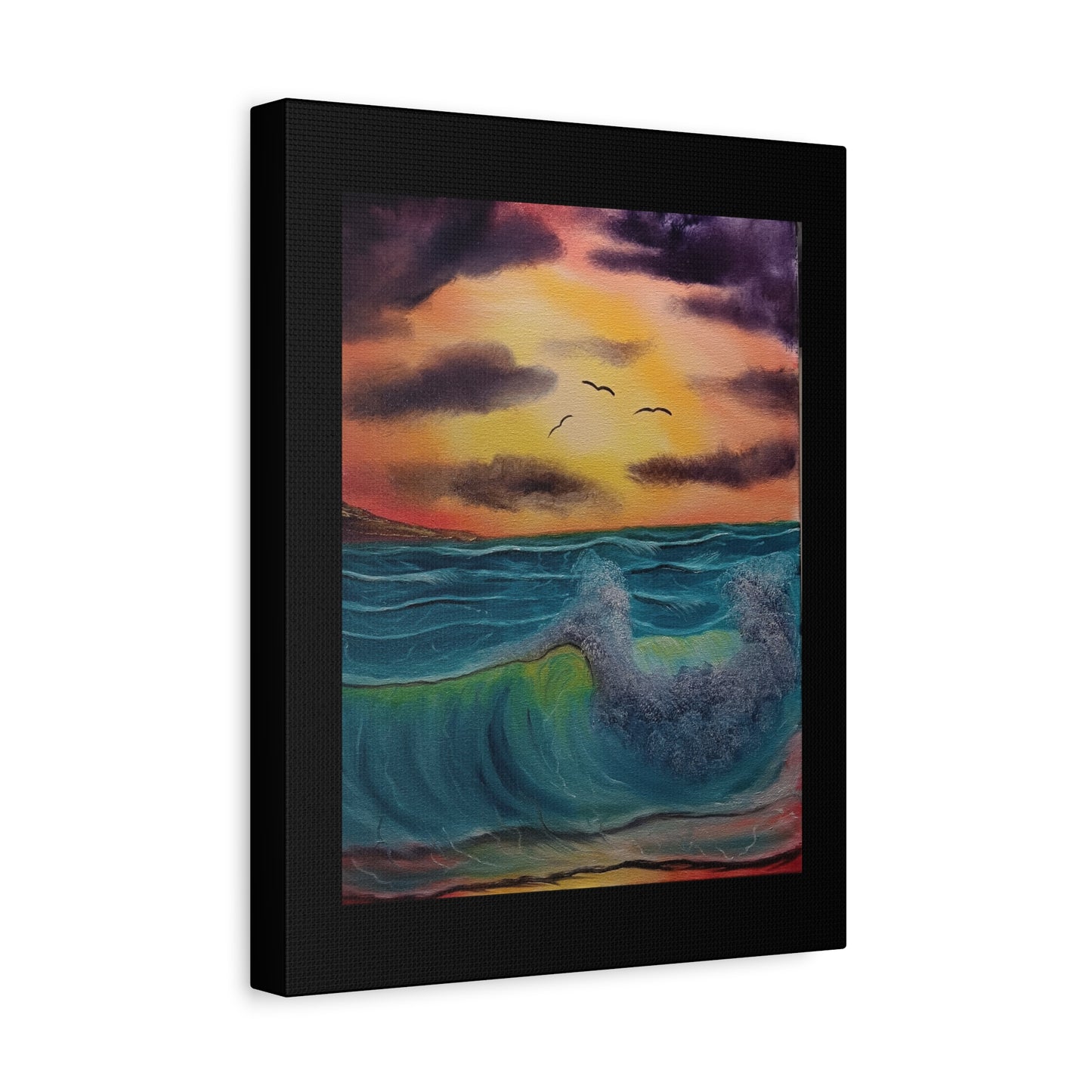 Sunset Ocean Wave Matte Canvas Wall Art — Stretched 1.25"