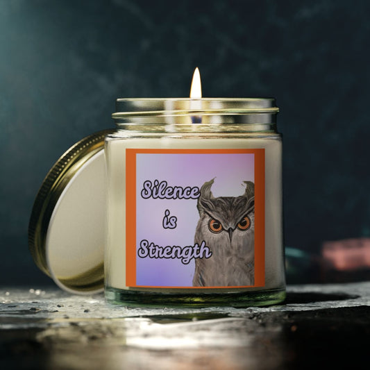 Silence is Strength Scented Candles, Coconut Apricot Wax (4oz, 9oz)