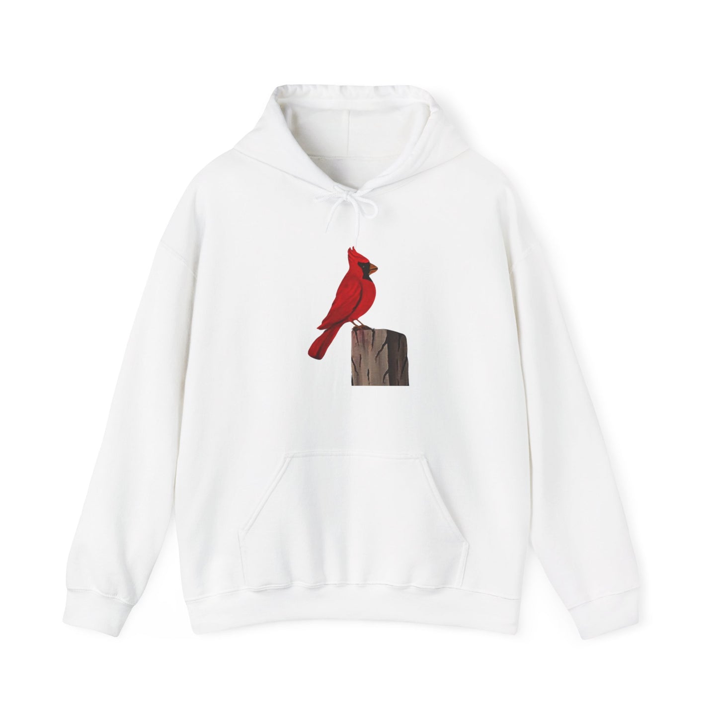 Cardinal on a post Unisex Heavy Blend™ Hooded Sweatshirt