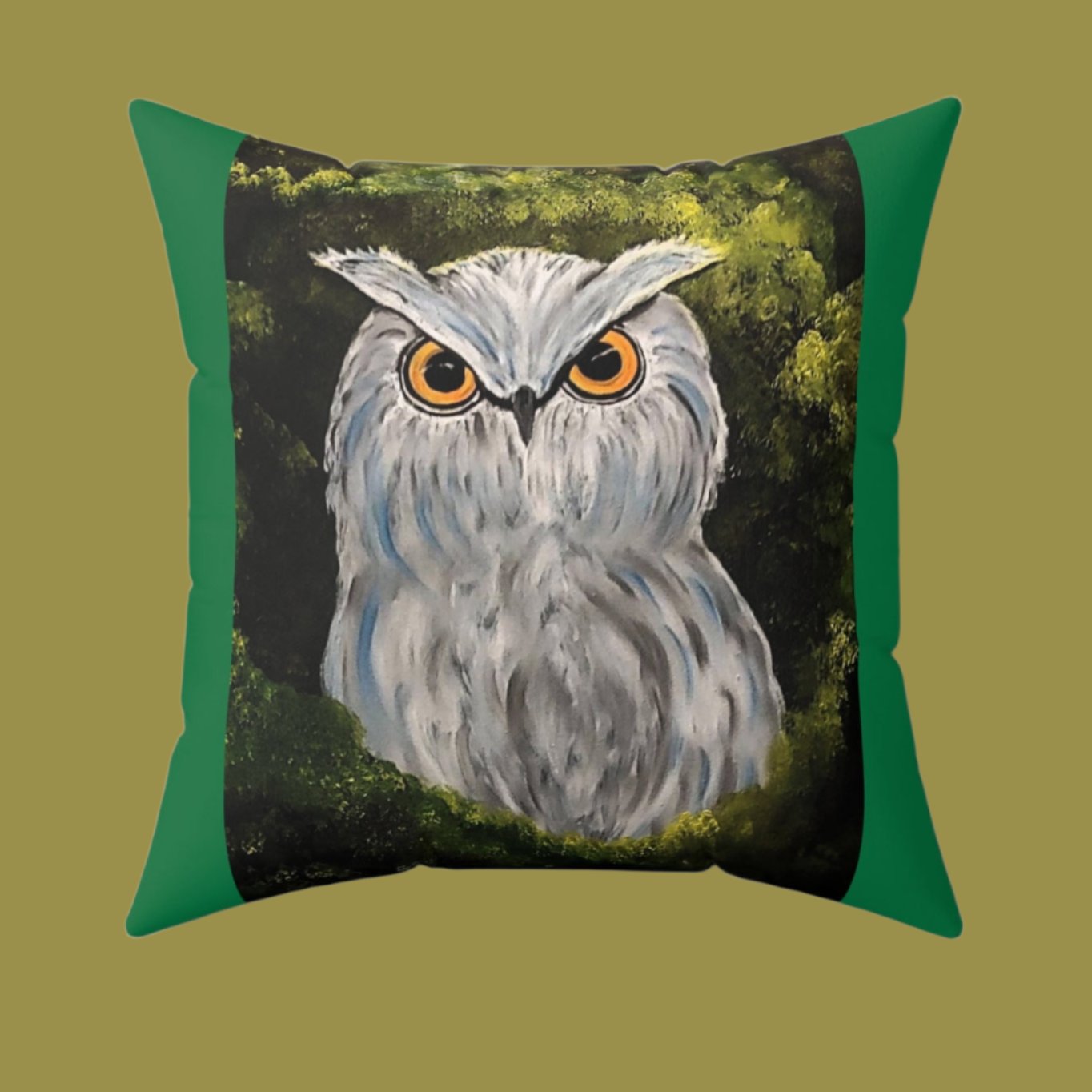 Owl looking at you Spun Polyester Square Pillow