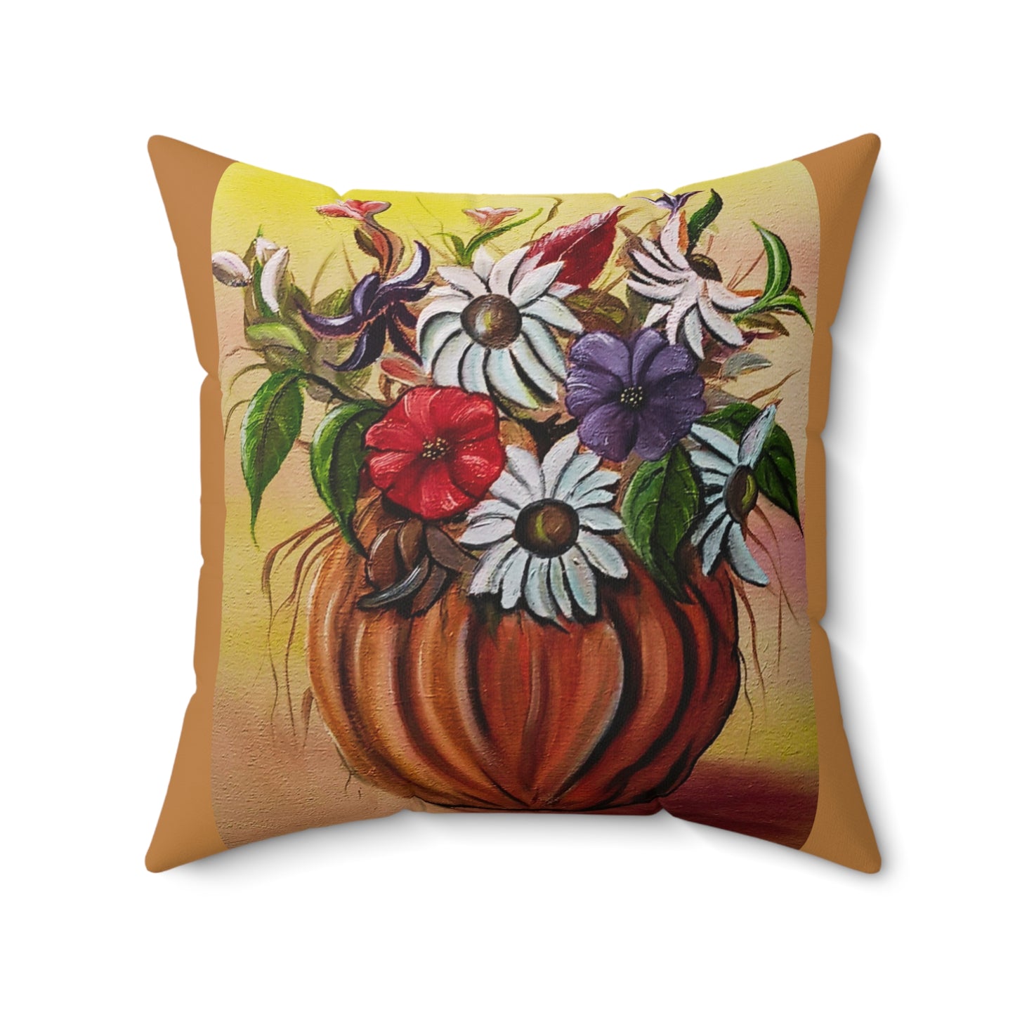 Pumpkin Spun Polyester Square Pillow