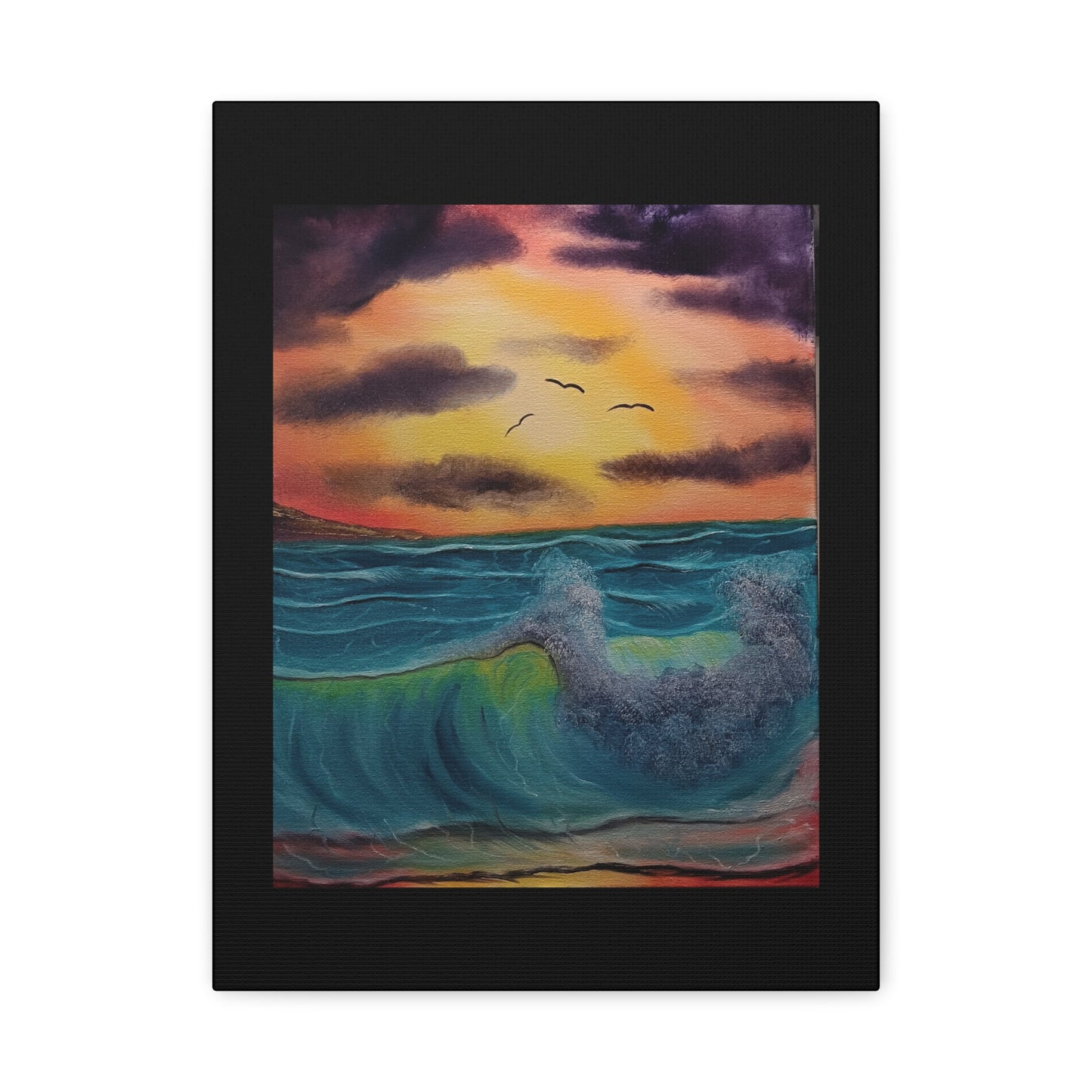 Sunset Ocean Wave Matte Canvas Wall Art — Stretched 1.25"