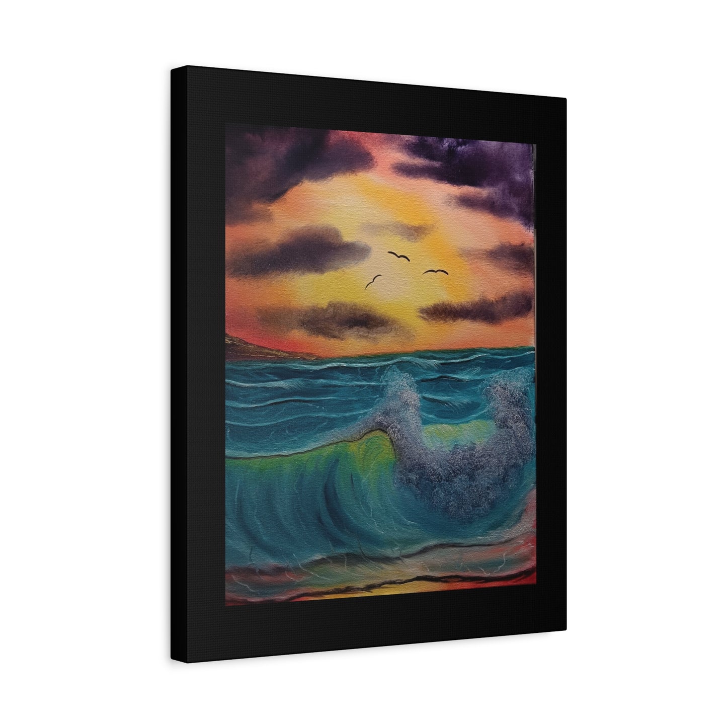 Sunset Ocean Wave Matte Canvas Wall Art — Stretched 1.25"
