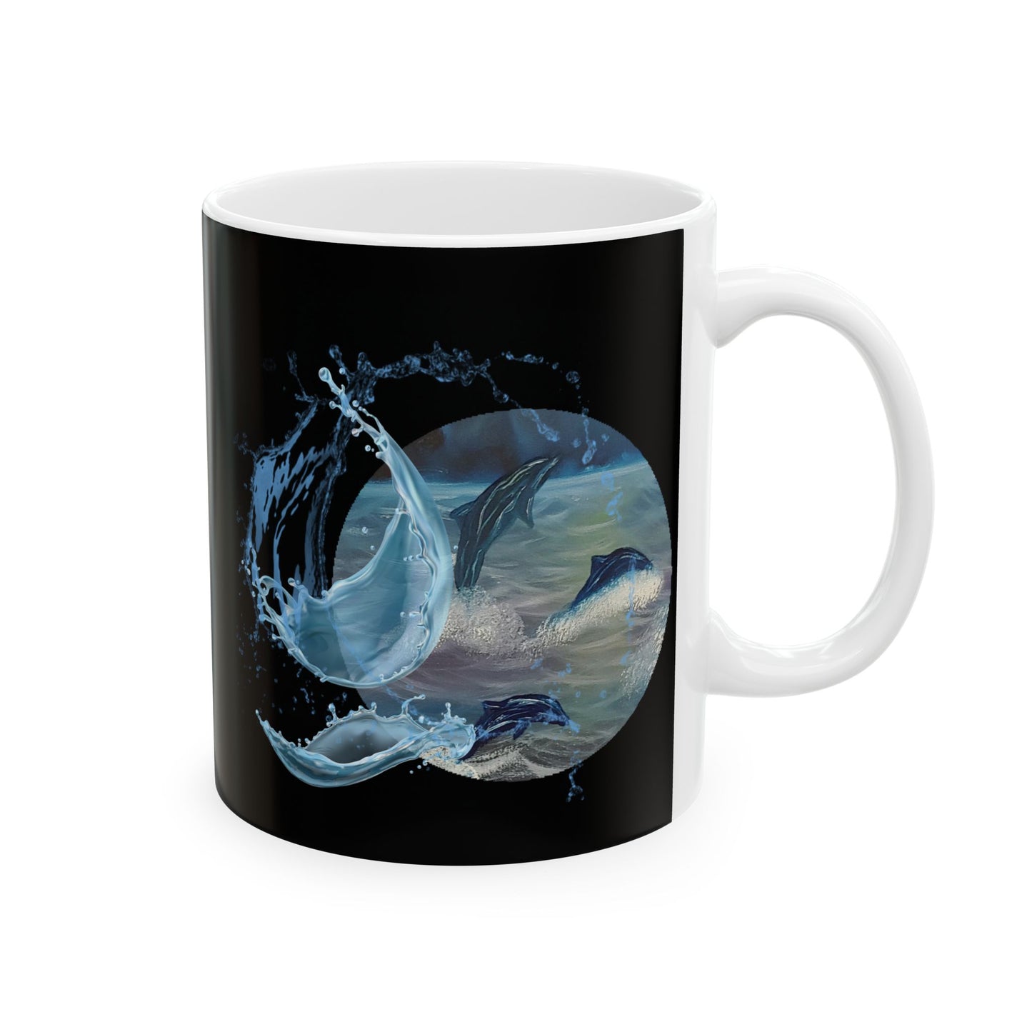 Dolphins at Night...Ceramic Mug, (11oz, 15oz)