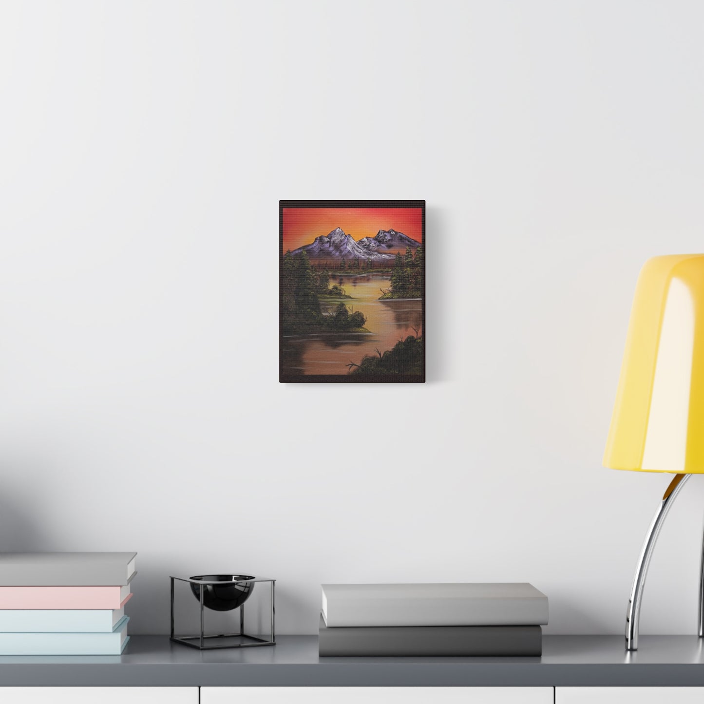 Mountain Lake Sunset Matte Canvas Wall Art (Stretched 1.25")