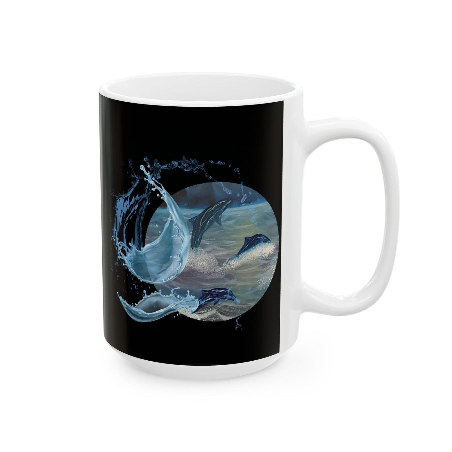 Dolphins at Night...Ceramic Mug, (11oz, 15oz)