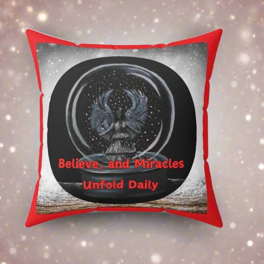 Believe, and miracles unfold daily Spun Polyester Square Pillow