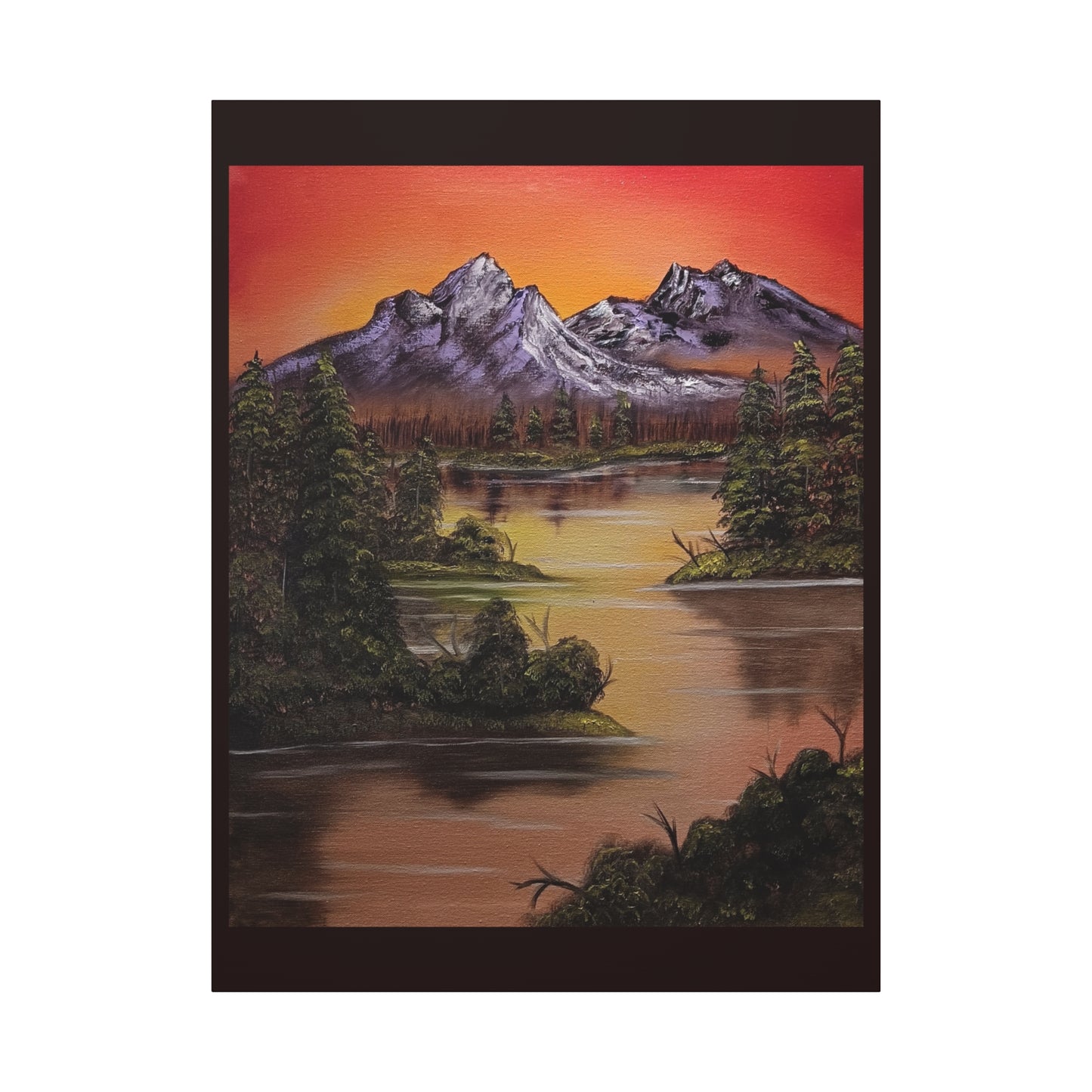 Mountain Lake Sunset Matte Canvas Wall Art (Stretched 1.25")