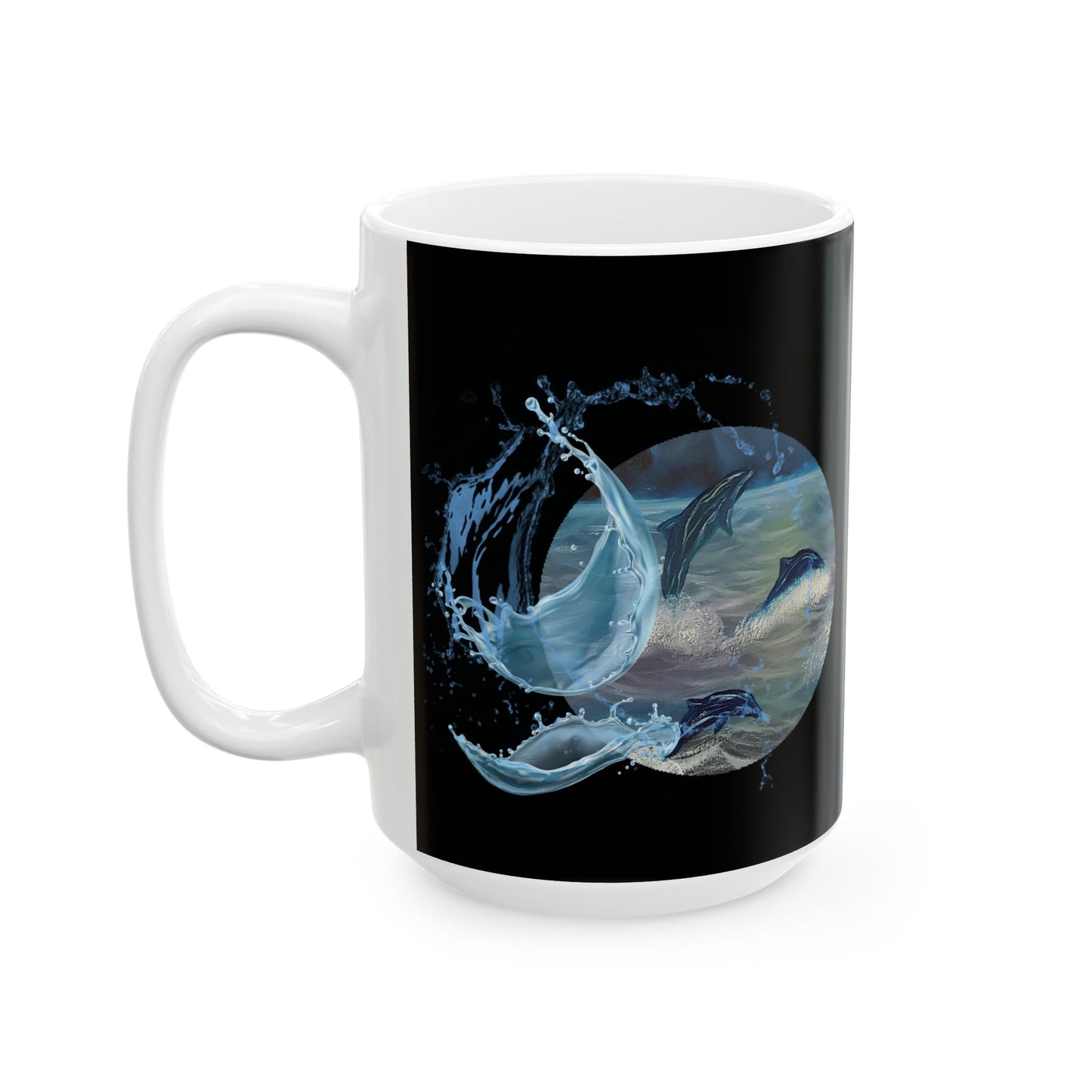 Dolphins at Night...Ceramic Mug, (11oz, 15oz)