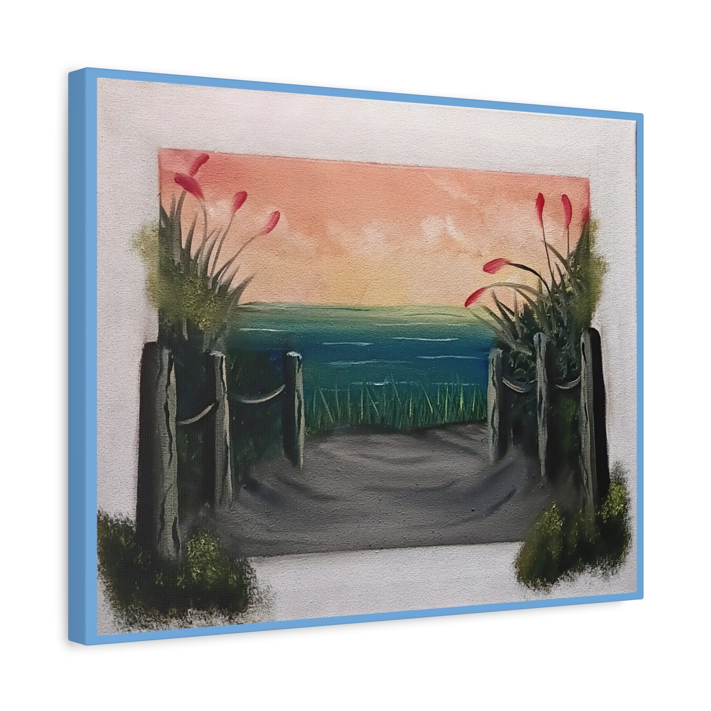 Coastal Pathway Matte Canvas Wall Art — Sunset Beach Scene, Stretched 1.25"