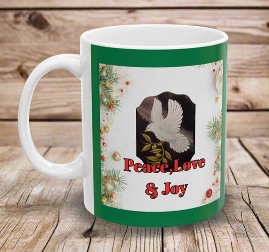 Peace, Love & Joy Ceramic Mug, (11oz, 15oz)