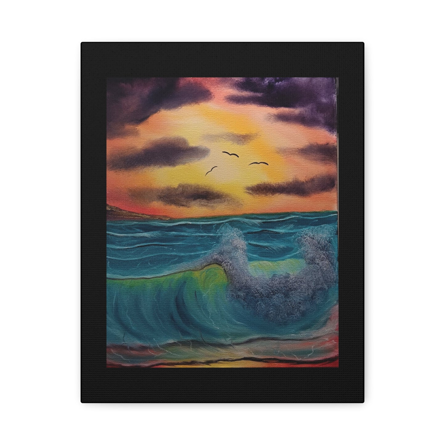 Sunset Ocean Wave Matte Canvas Wall Art — Stretched 1.25"