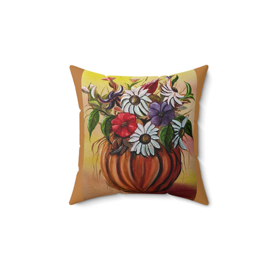 Pumpkin Spun Polyester Square Pillow