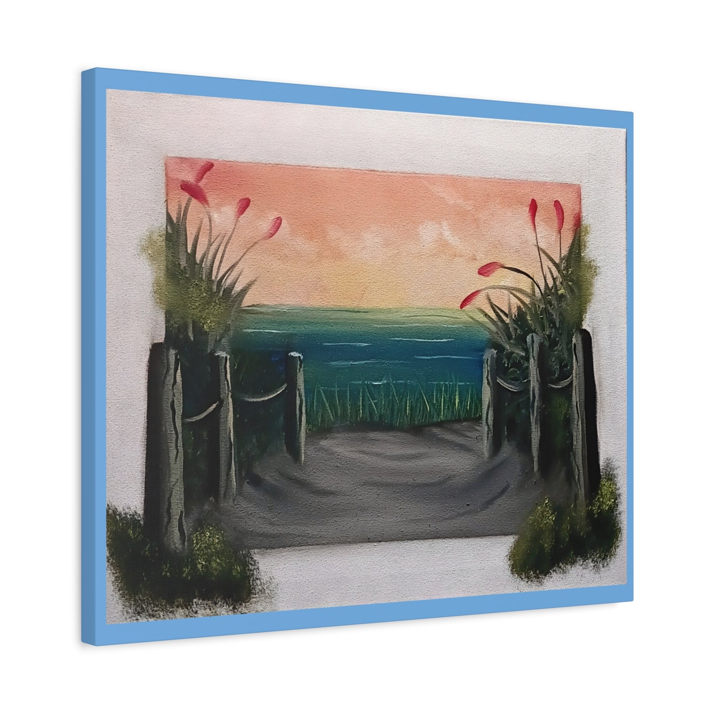 Coastal Pathway Matte Canvas Wall Art — Sunset Beach Scene, Stretched 1.25"