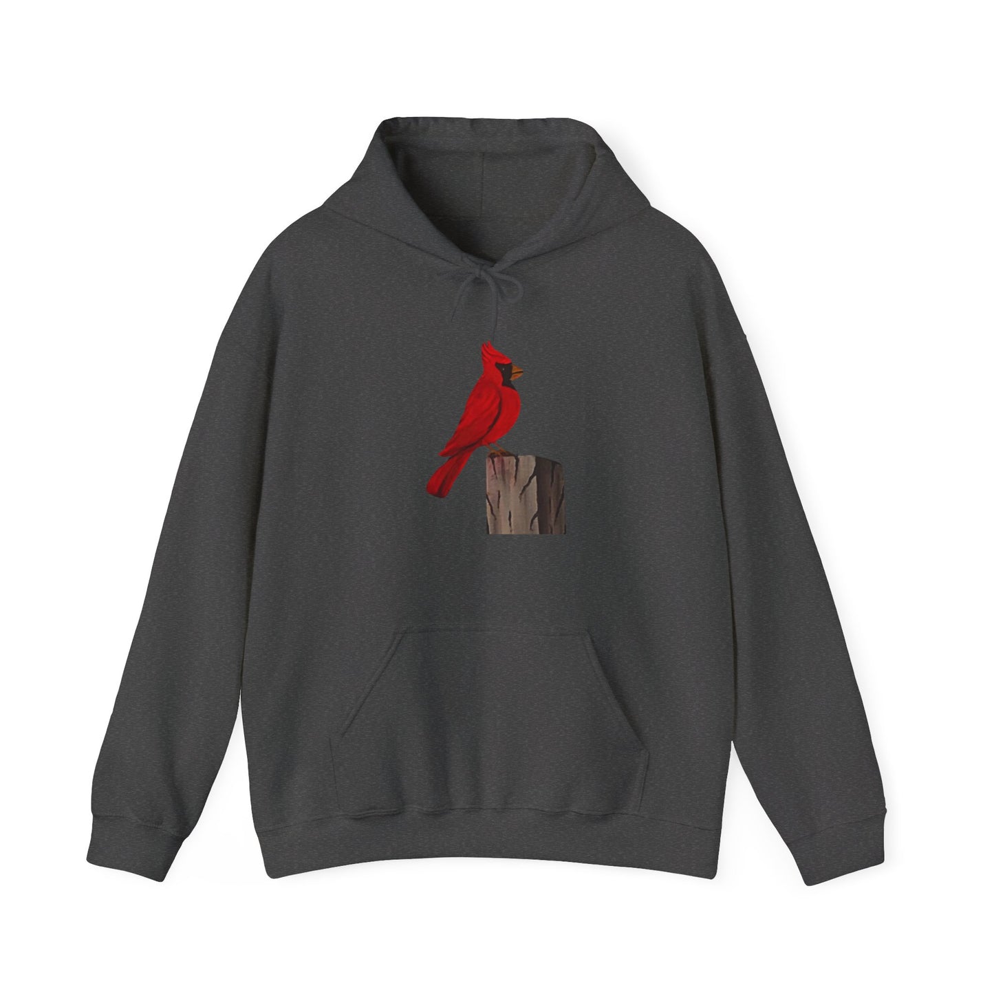 Cardinal on a post Unisex Heavy Blend™ Hooded Sweatshirt