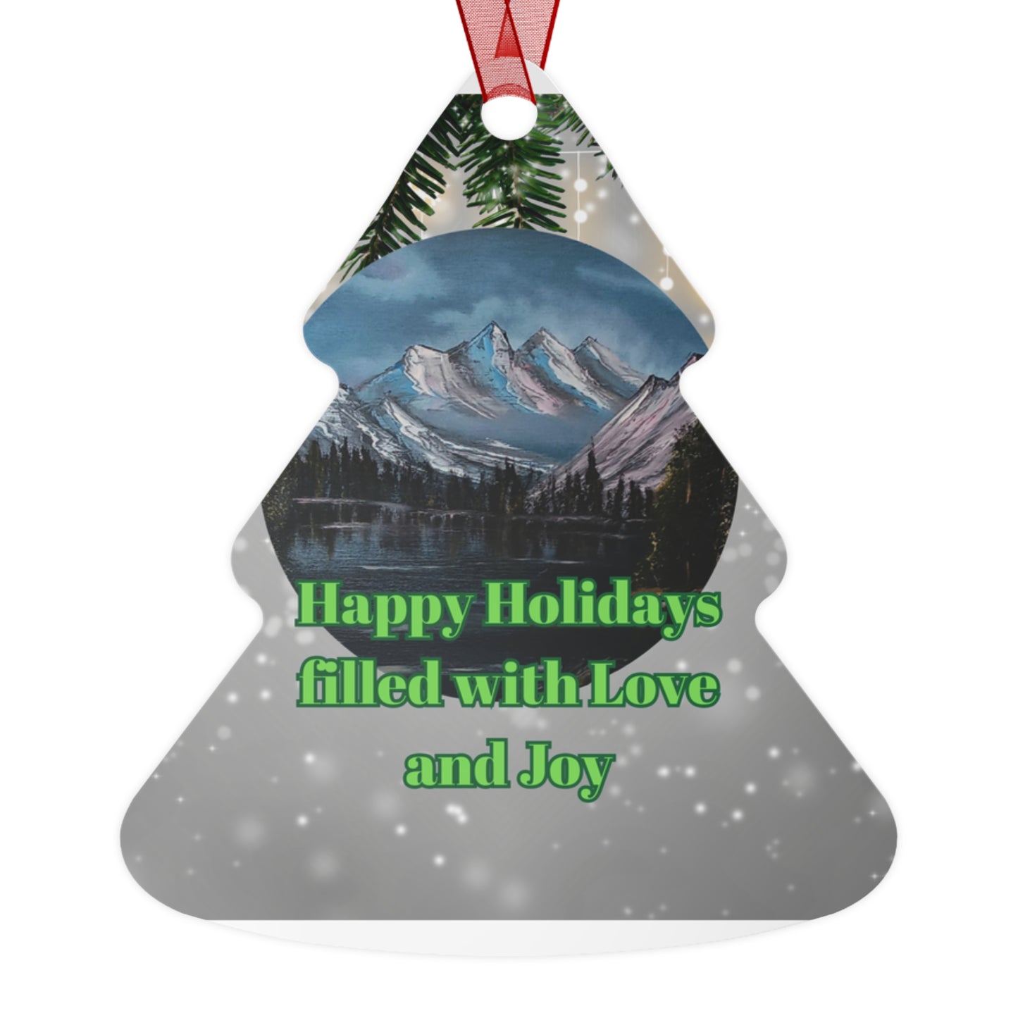 Happy Holidays filled with Love and Joy Metal Ornaments