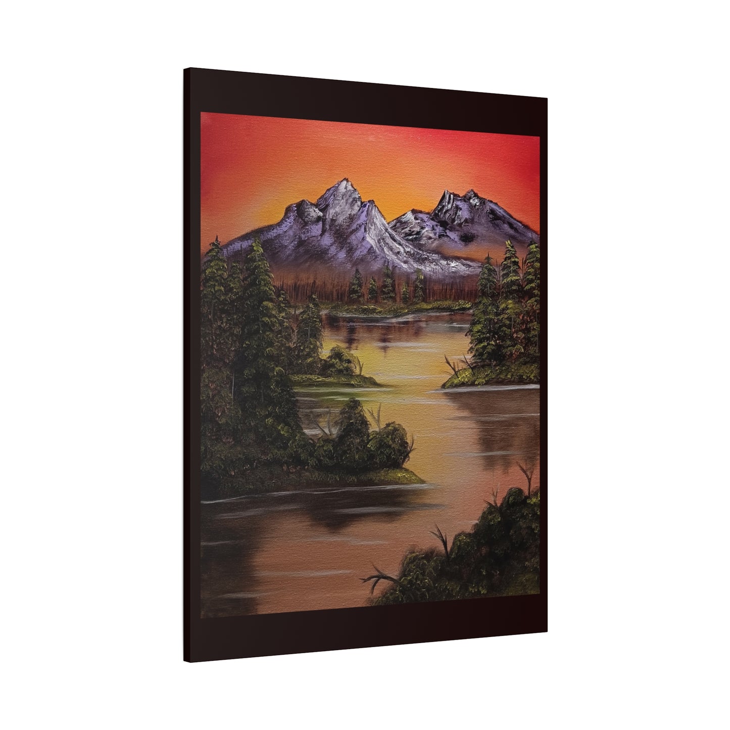 Mountain Lake Sunset Matte Canvas Wall Art (Stretched 1.25")