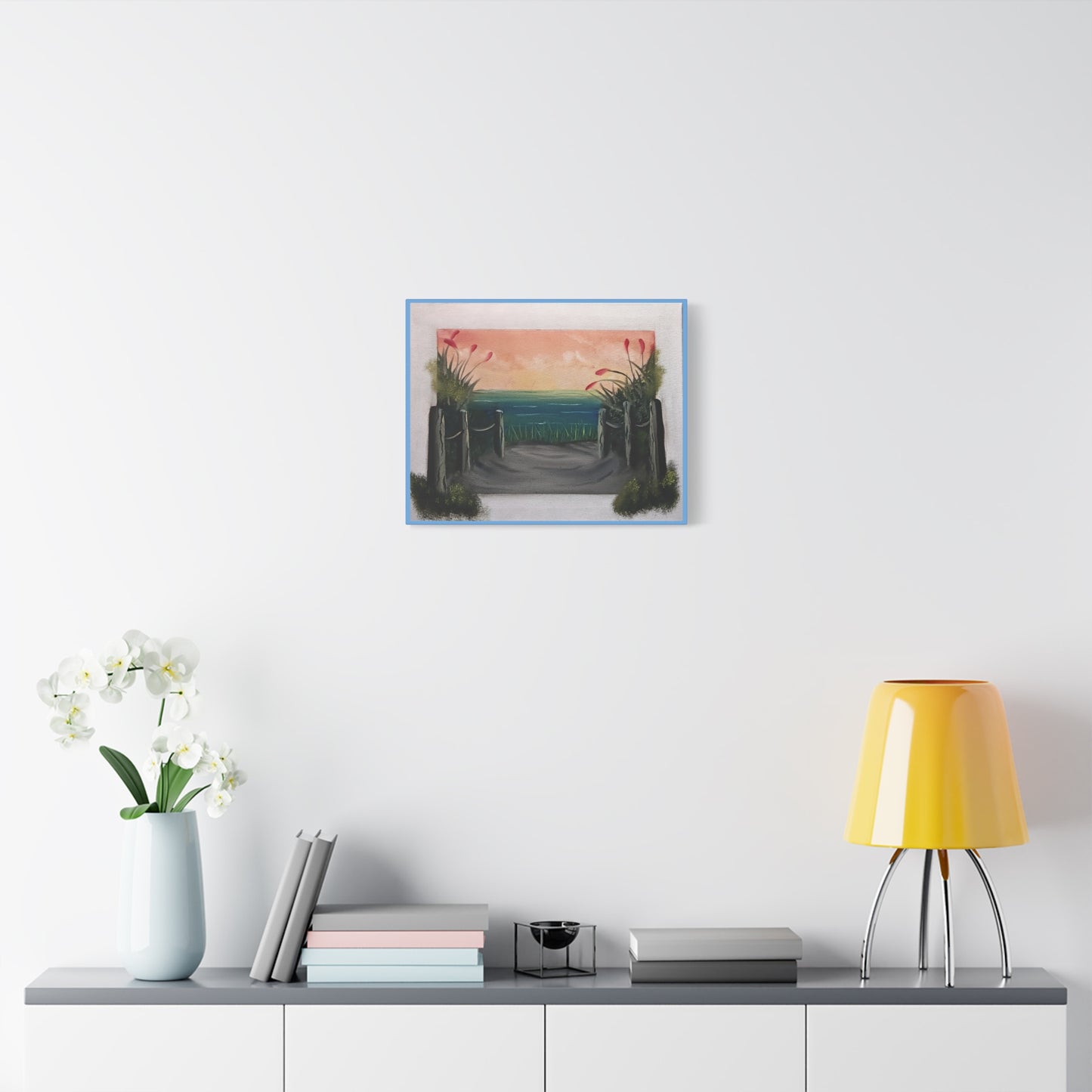 Coastal Pathway Matte Canvas Wall Art — Sunset Beach Scene, Stretched 1.25"