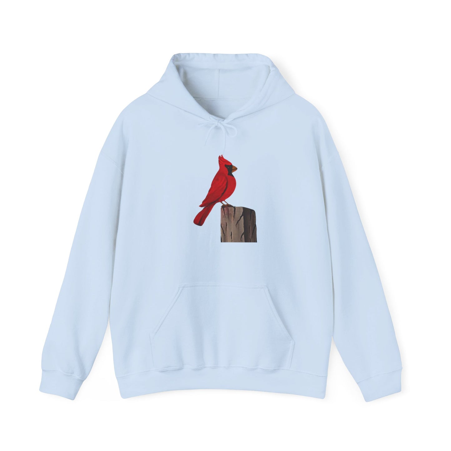 Cardinal on a post Unisex Heavy Blend™ Hooded Sweatshirt