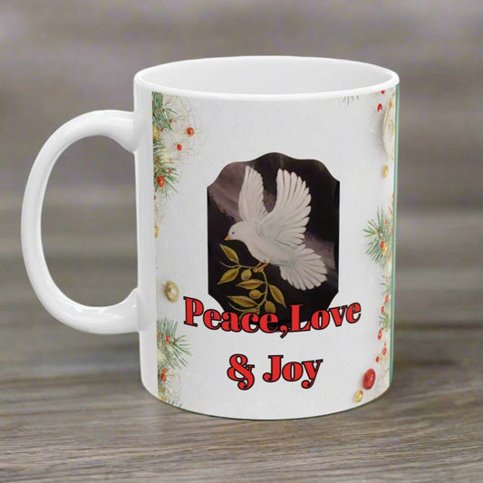 Peace, Love & Joy Ceramic Mug, (11oz, 15oz)