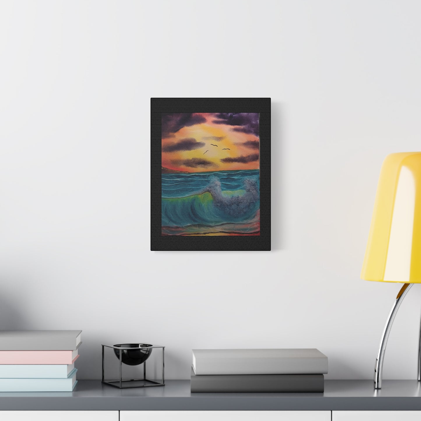 Sunset Ocean Wave Matte Canvas Wall Art — Stretched 1.25"