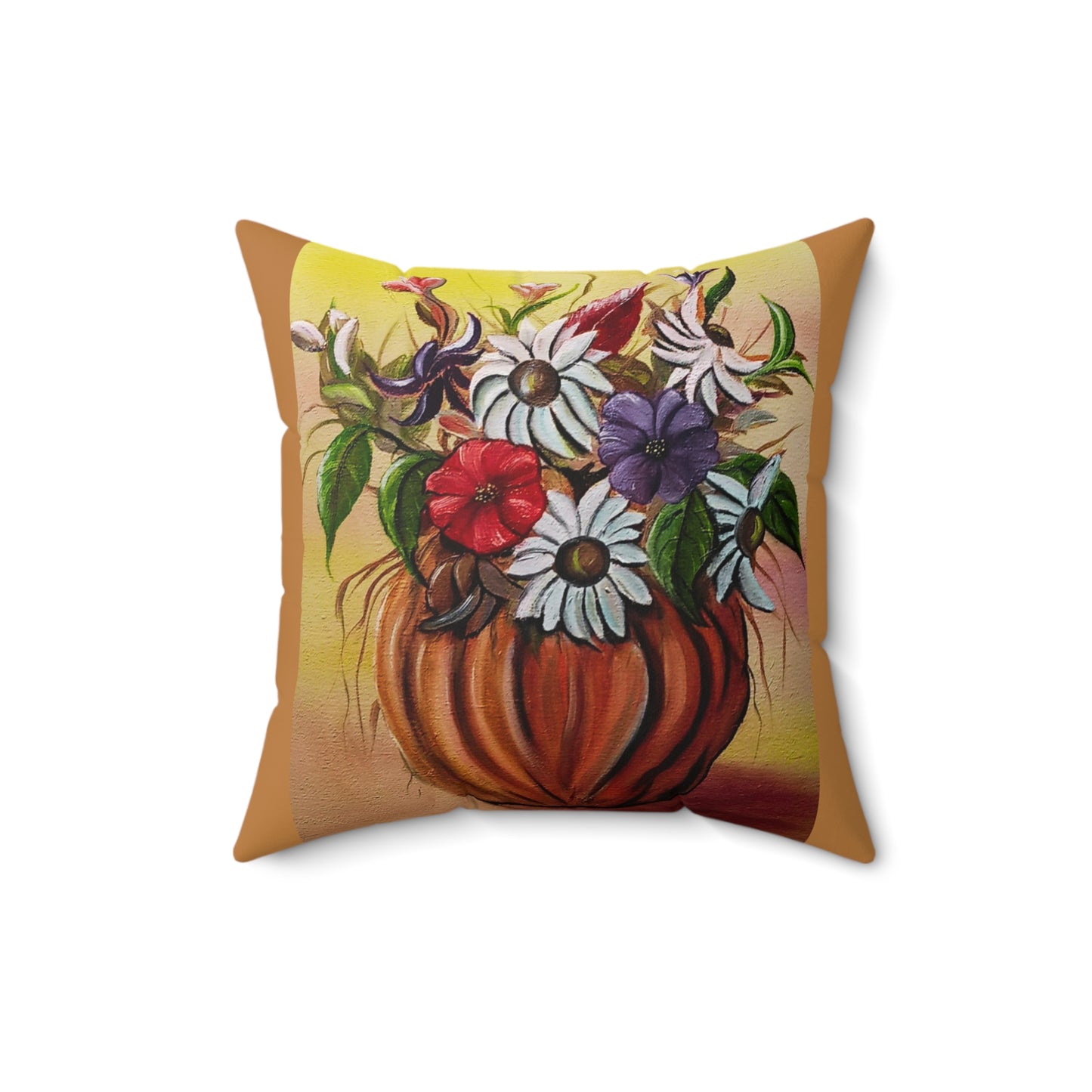 Pumpkin Spun Polyester Square Pillow