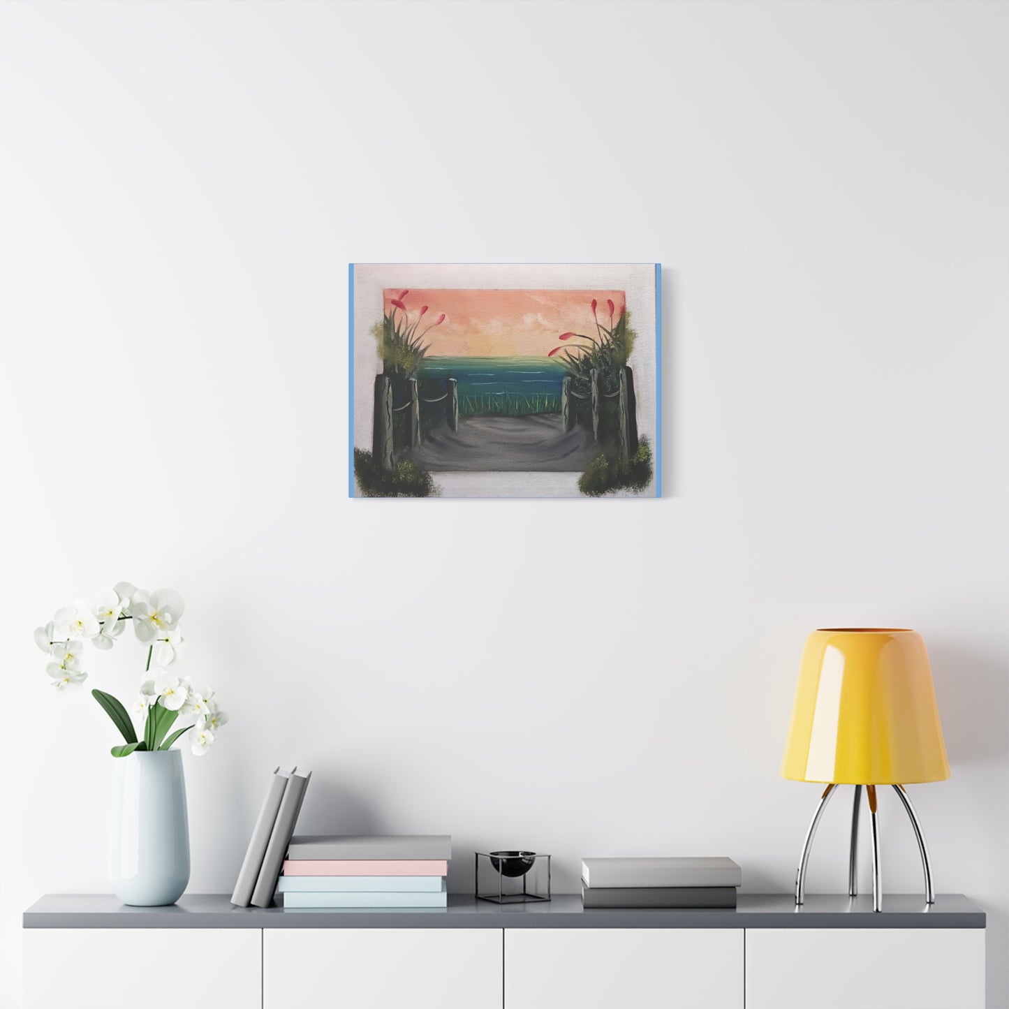 Coastal Pathway Matte Canvas Wall Art — Sunset Beach Scene, Stretched 1.25"