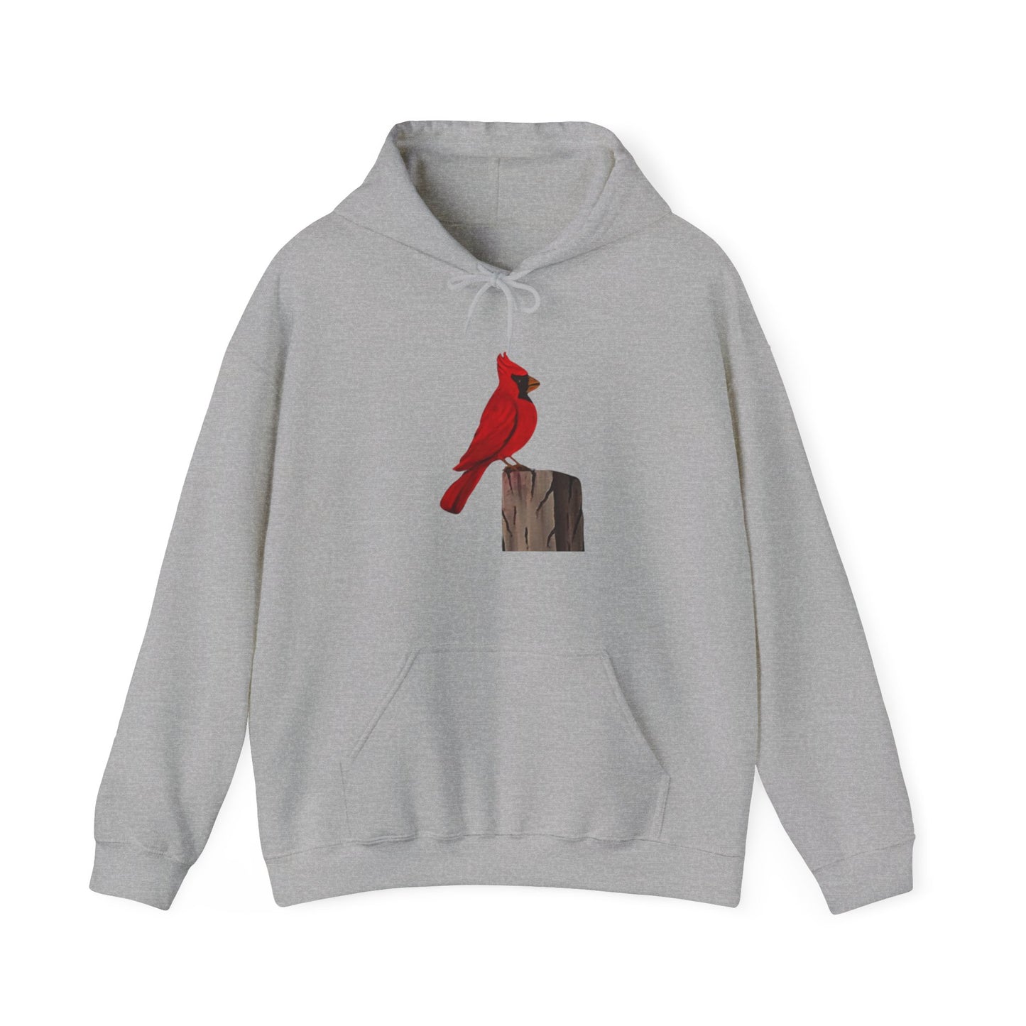 Cardinal on a post Unisex Heavy Blend™ Hooded Sweatshirt