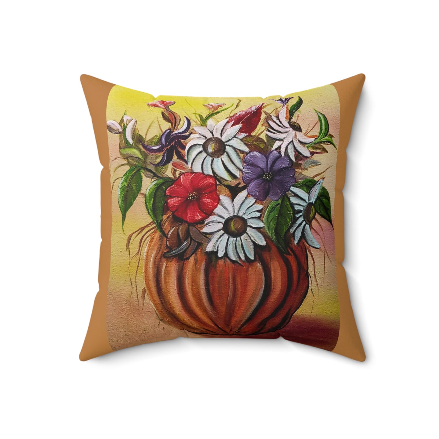 Pumpkin Spun Polyester Square Pillow