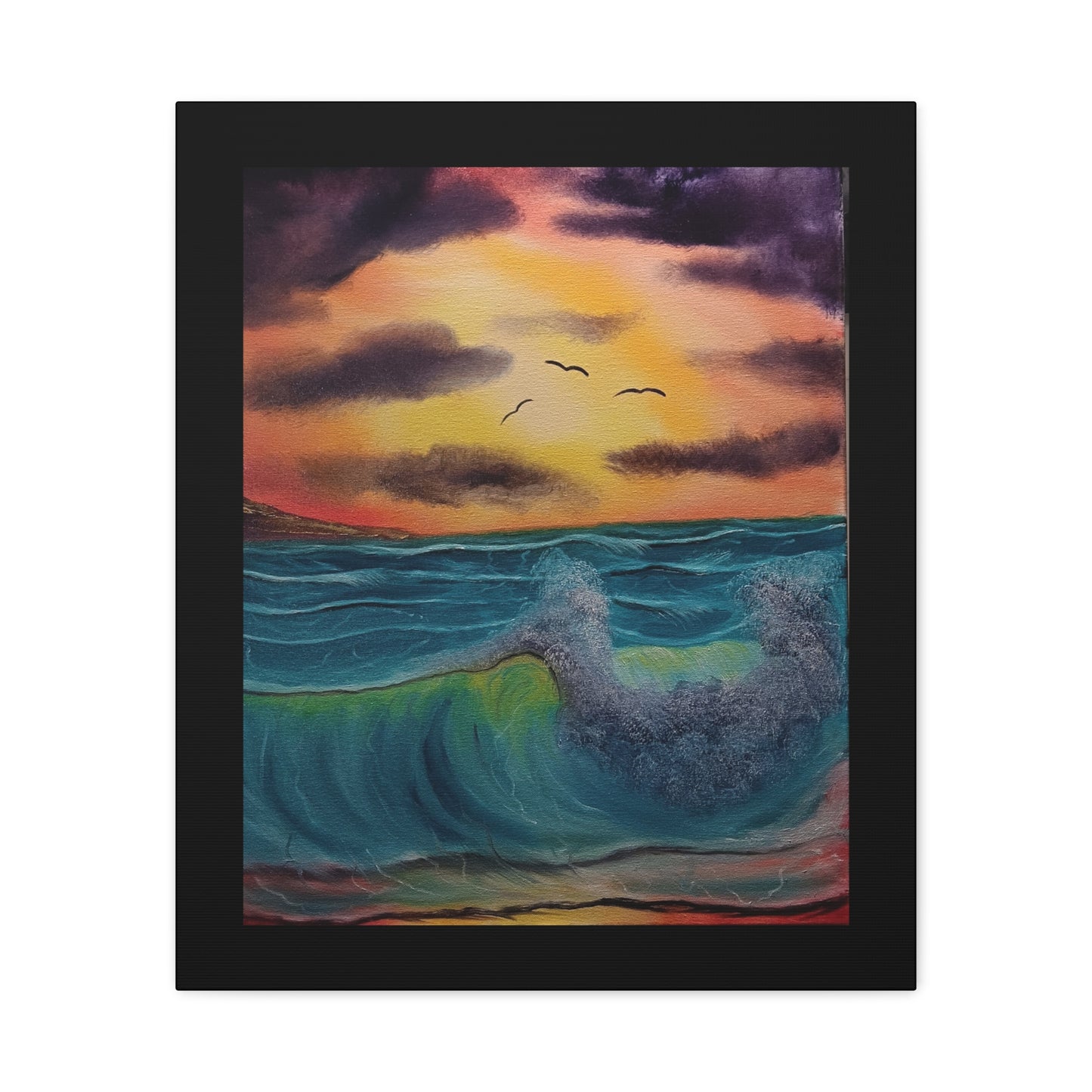 Sunset Ocean Wave Matte Canvas Wall Art — Stretched 1.25"