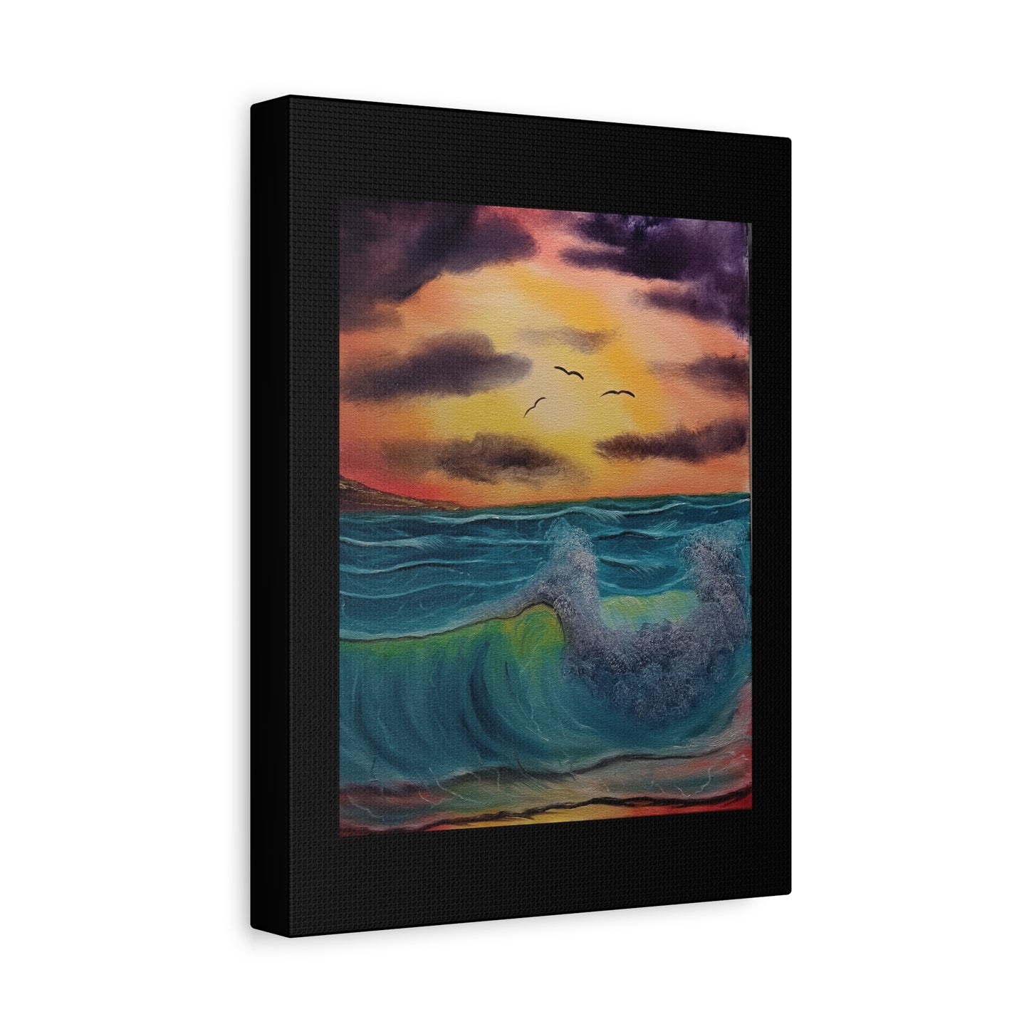 Sunset Ocean Wave Matte Canvas Wall Art — Stretched 1.25"