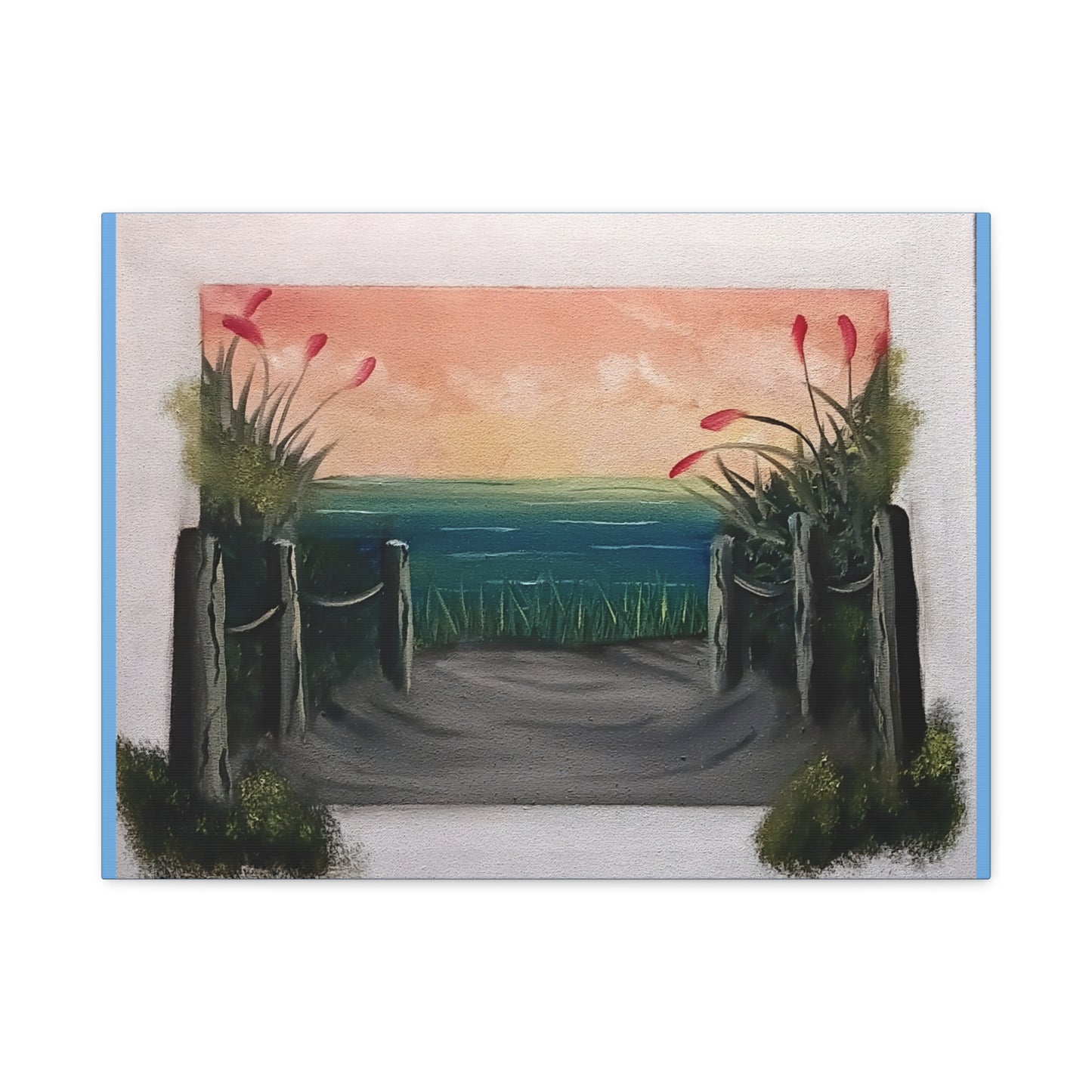Coastal Pathway Matte Canvas Wall Art — Sunset Beach Scene, Stretched 1.25"