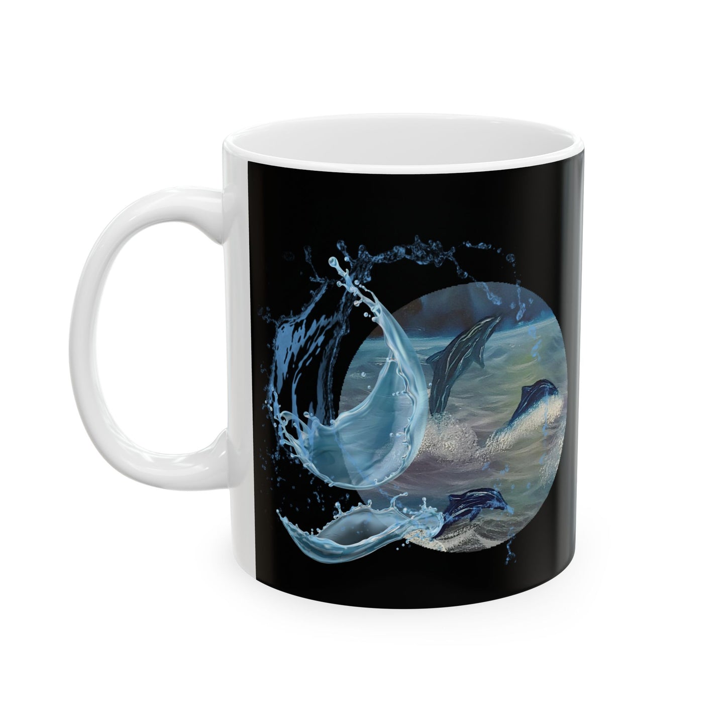 Dolphins at Night...Ceramic Mug, (11oz, 15oz)